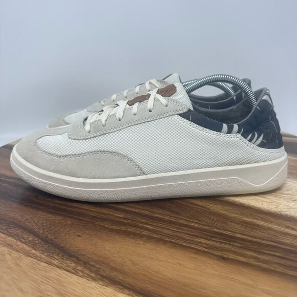OluKai Punini Men\'s 10 (EU 43) Beige White Suede Lace Up Athletic Sneakers Shoes